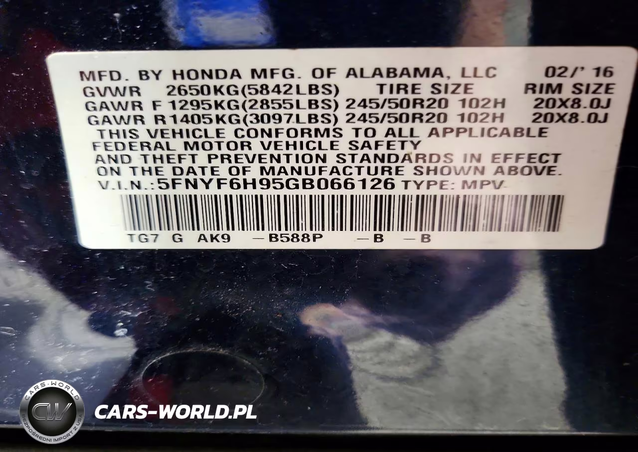 2016 Honda Pilot Touring VIN:5FNYF6H95GB066126 - 14