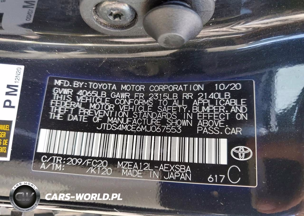 2021 Toyota Corolla Se VIN:JTDS4MCE6MJ067553 - 12