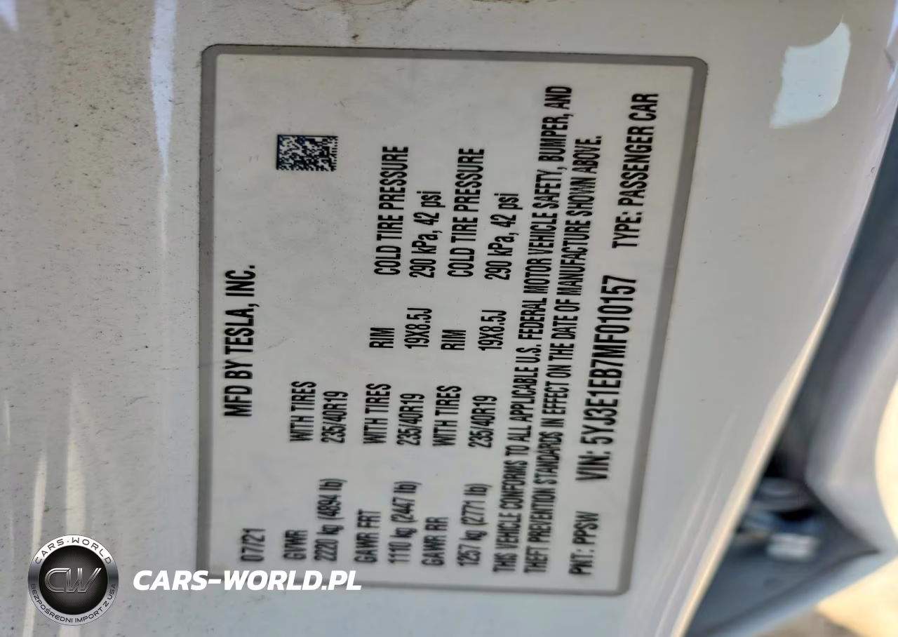 2021 Tesla Model 3 VIN:5YJ3E1EB7MF010157 - 13