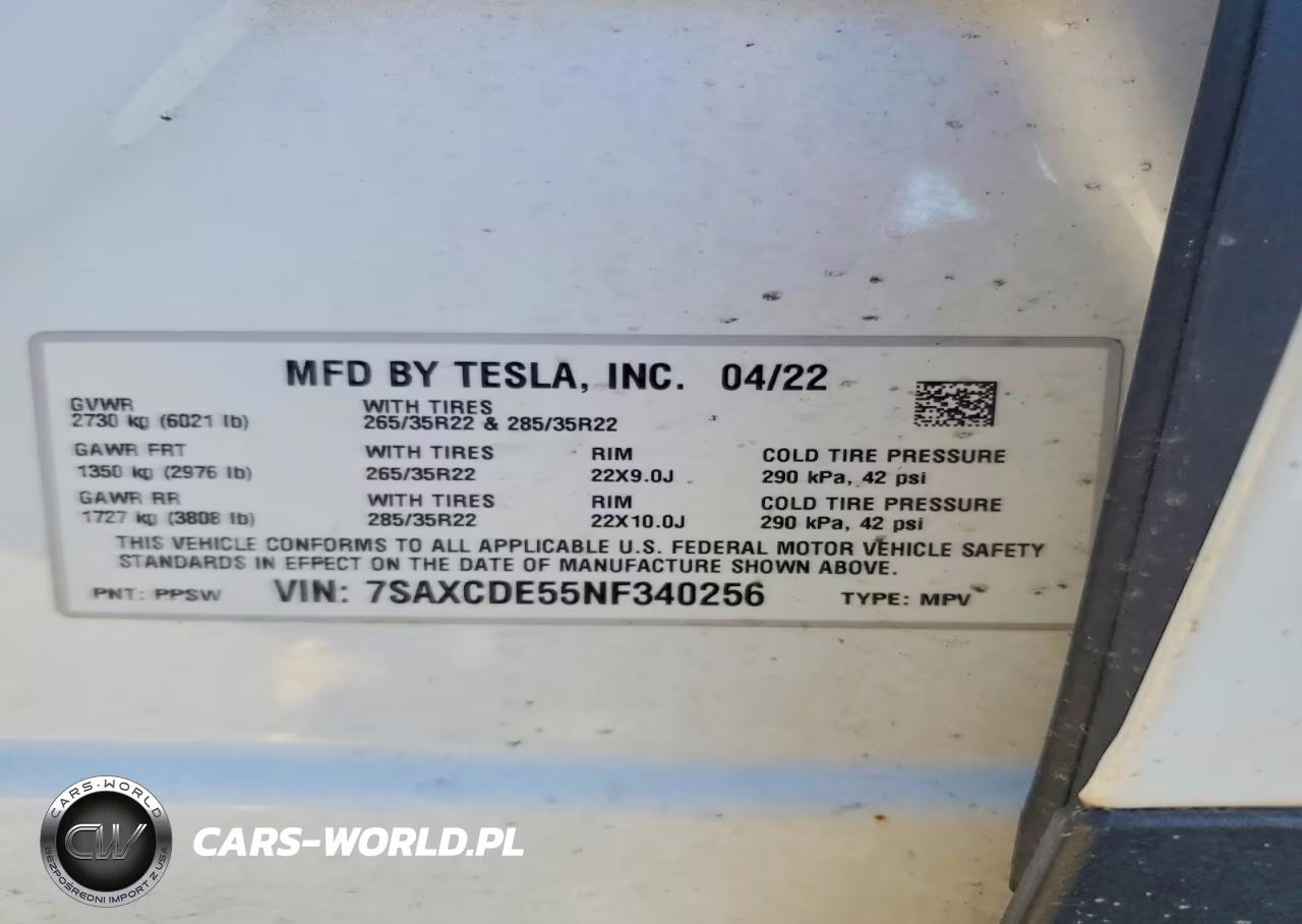 2022 Tesla Model X VIN:7SAXCDE55NF340256 - 14