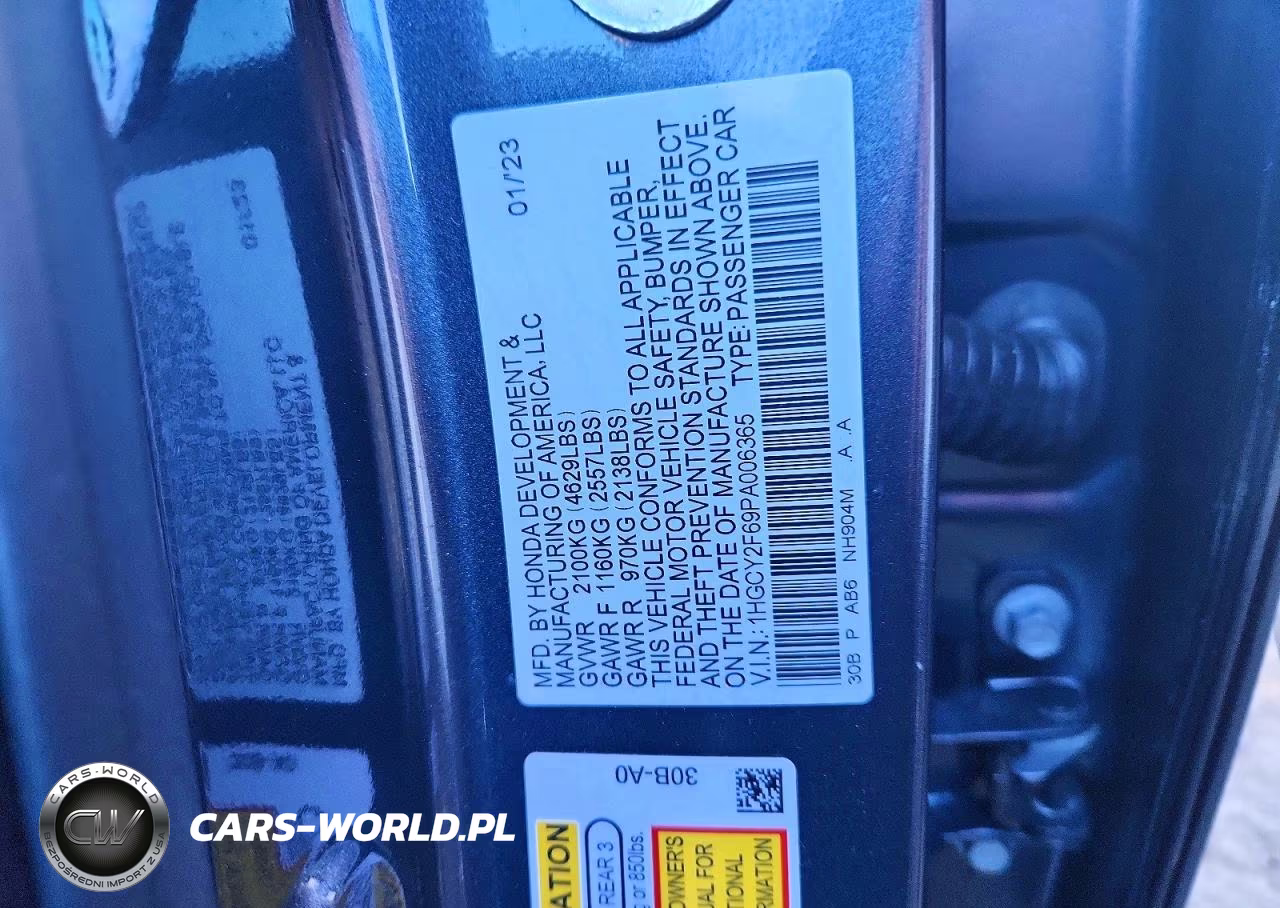 2023 Honda Accord Hybrid Exl VIN:1HGCY2F69PA006365 - 12