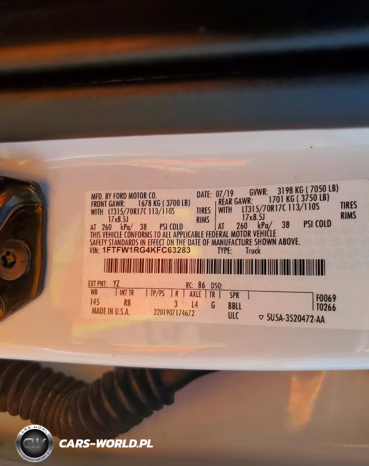 2019 Ford F150 Raptor VIN:1FTFW1RG4KFC63283 - 13