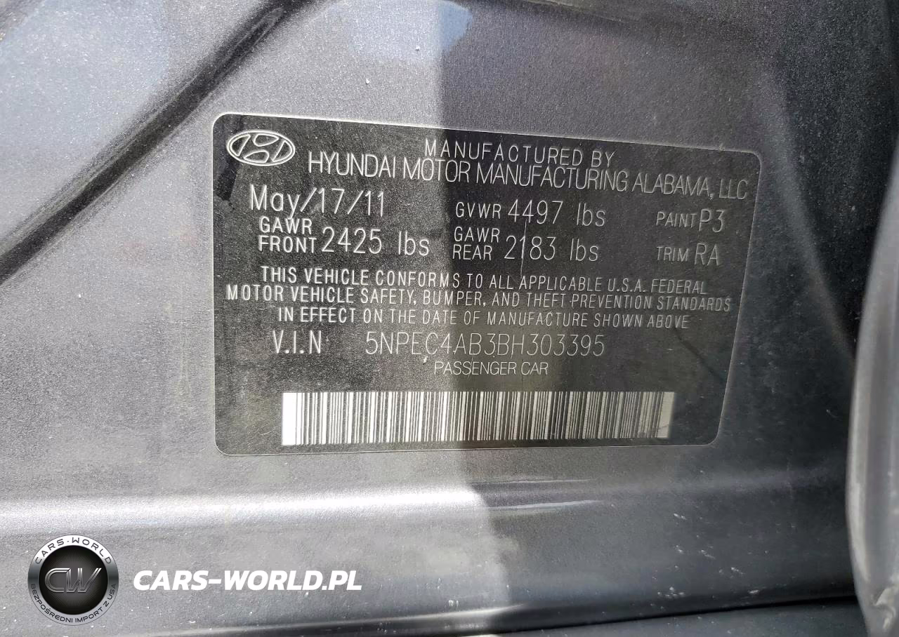 2011 Hyundai Sonata Se VIN:5NPEC4AB3BH303395 - 13