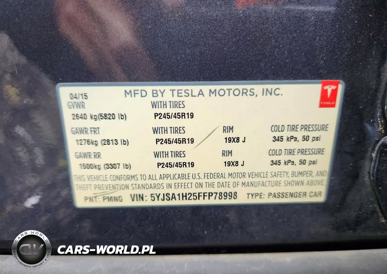 2015 Tesla Model S 85D VIN:5YJSA1H25FFP78998 - 12