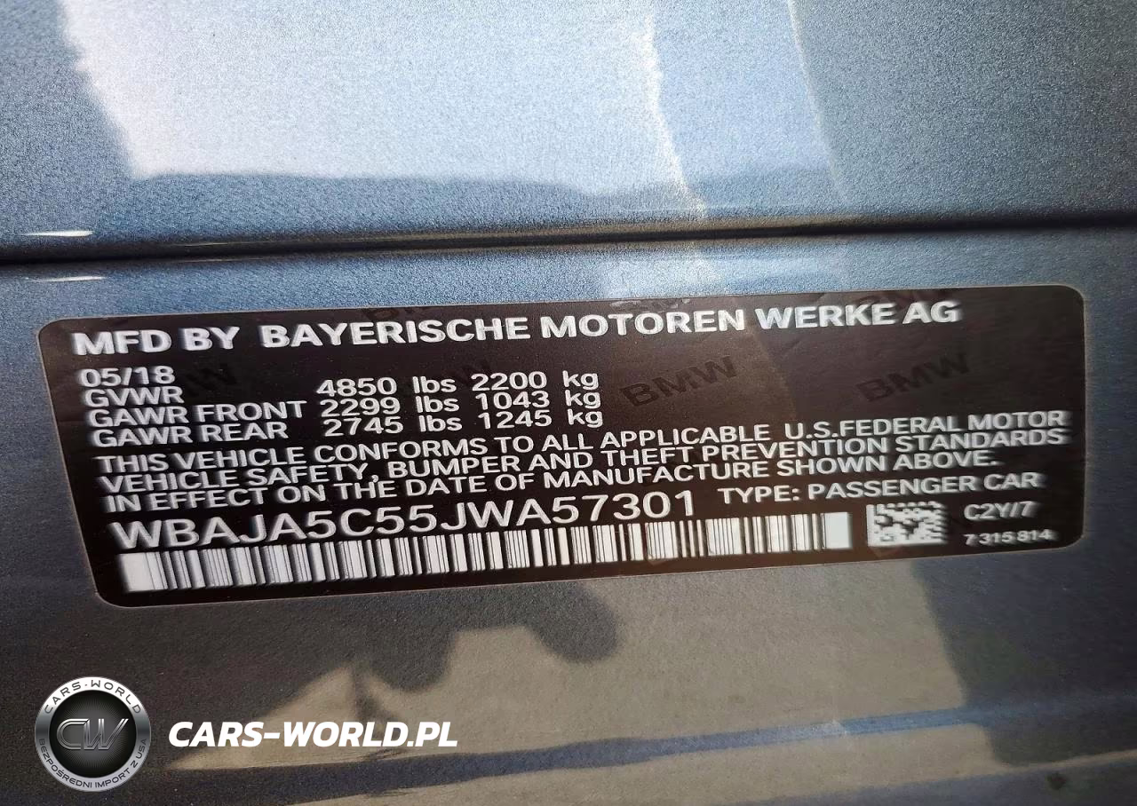2018 BMW 530 I VIN:WBAJA5C55JWA57301 - 12