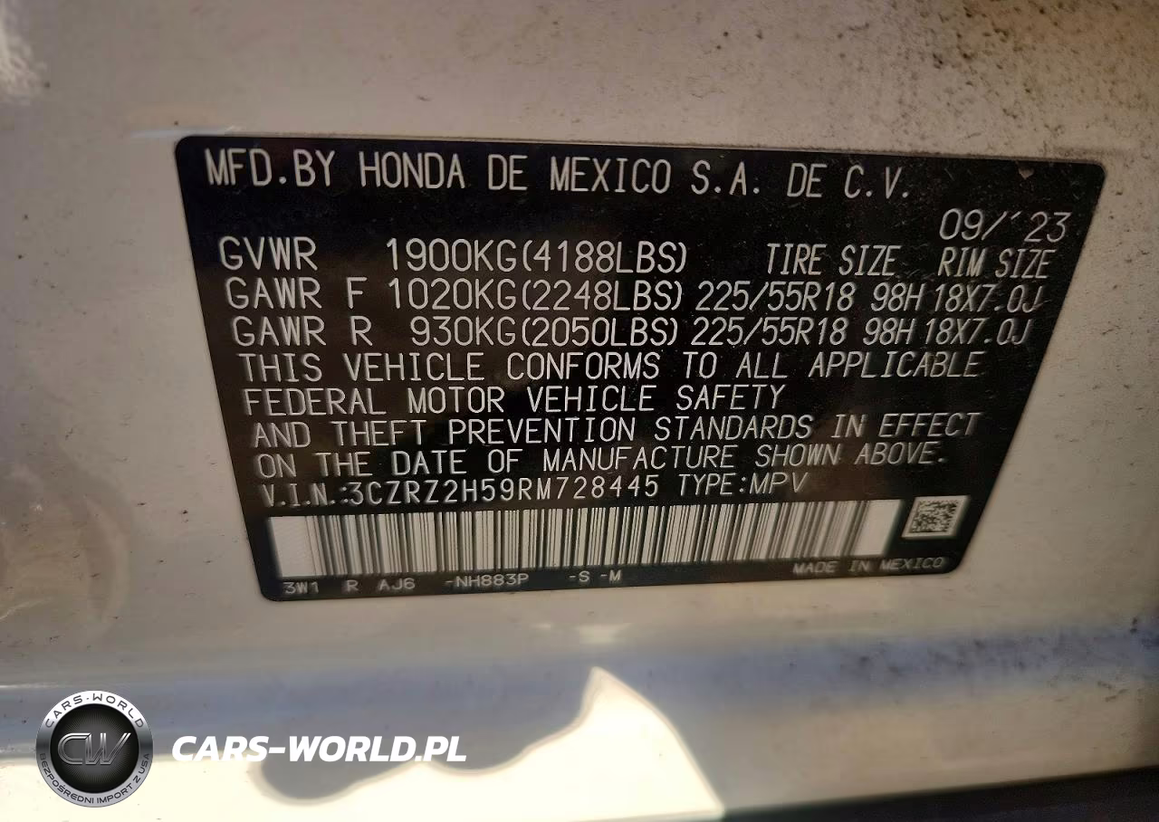 2024 Honda Hr-V Sport VIN:3CZRZ2H59RM728445 - 12