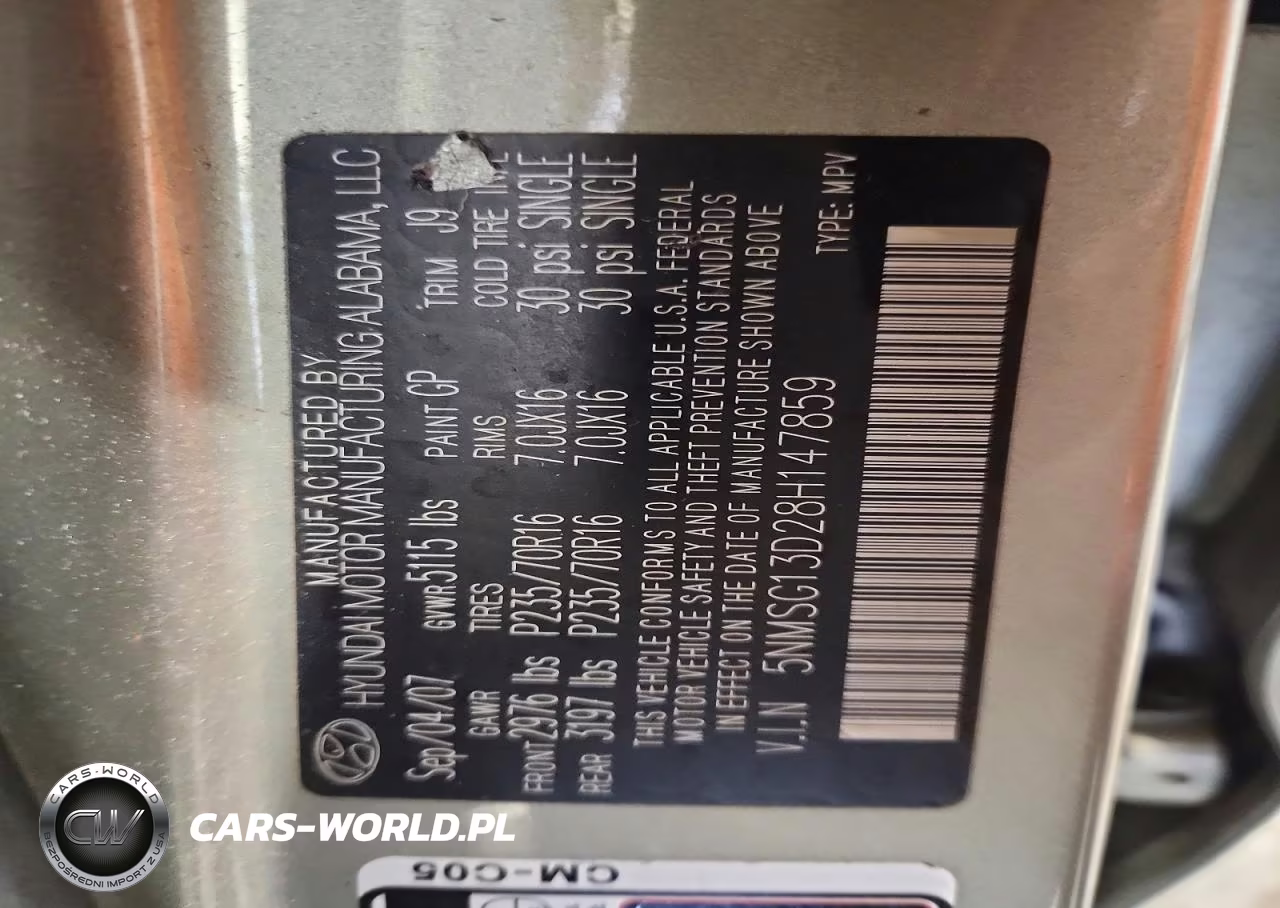2008 Hyundai Santa Fe Gls VIN:5NMSG13D28H147859 - 13