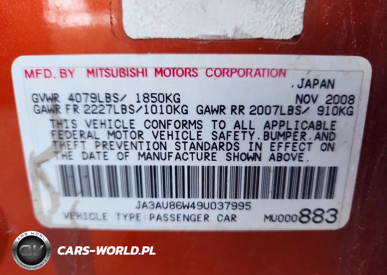 2009 Mitsubishi Lancer Gts VIN:JA3AU86W49U037995 - 12