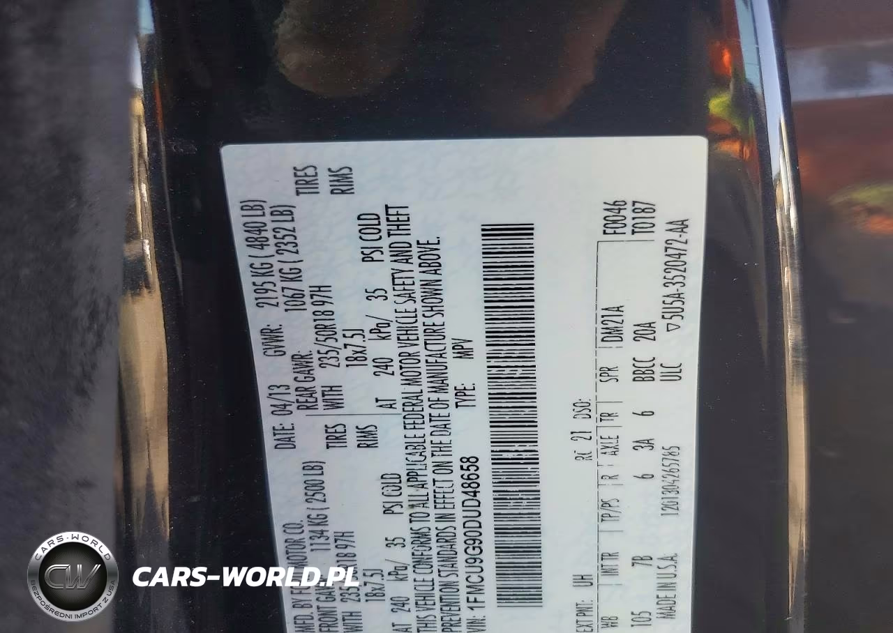 2013 Ford Escape Se VIN:1FMCU9G90DUD48658 - 13