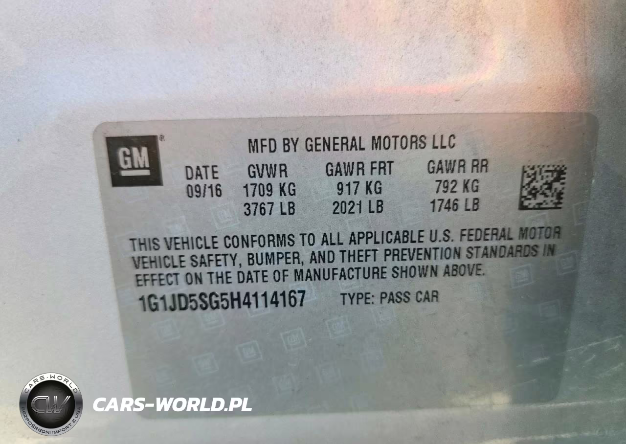 2017 Chevrolet Sonic Lt VIN:1G1JD5SG5H4114167 - 12