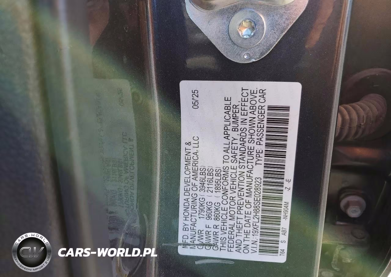 2025 Honda Civic Sport VIN:19XFL2H88SE028923 - 12