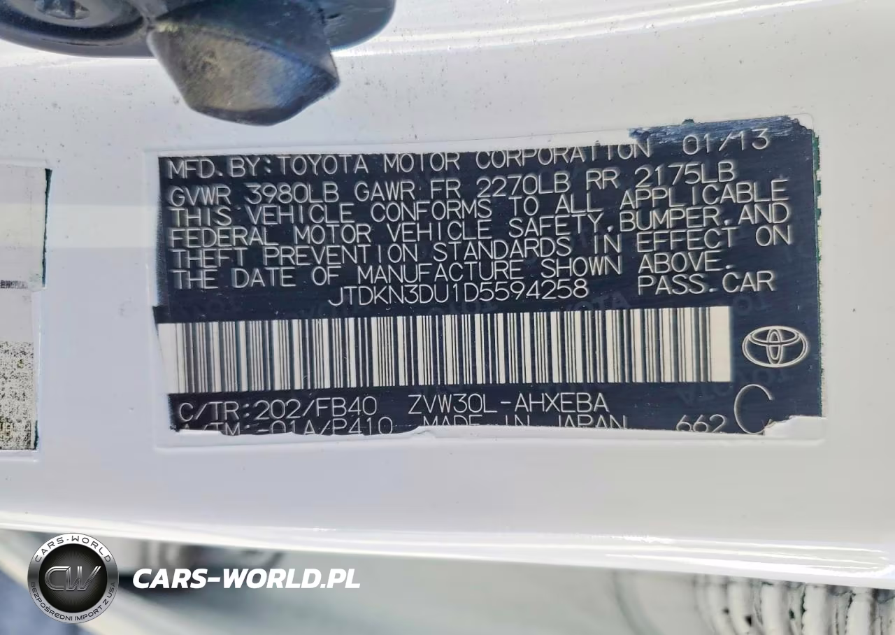 2013 Toyota Prius Two VIN:JTDKN3DU1D5594258 - 12