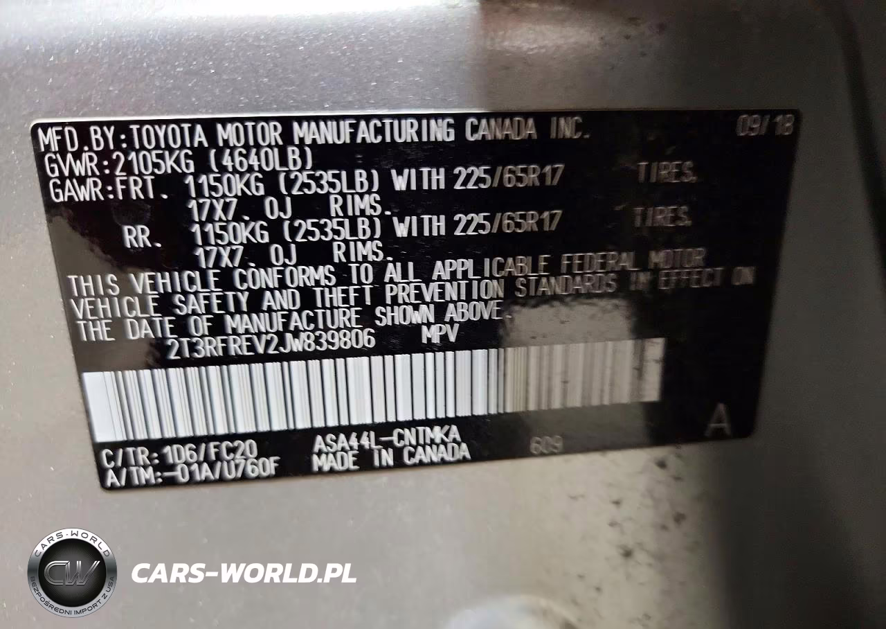 2018 Toyota Rav4 Xle VIN:2T3RFREV2JW839806 - 14