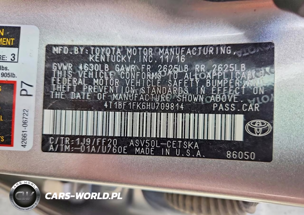 2017 Toyota Camry Se VIN:4T1BF1FK6HU709814 - 12