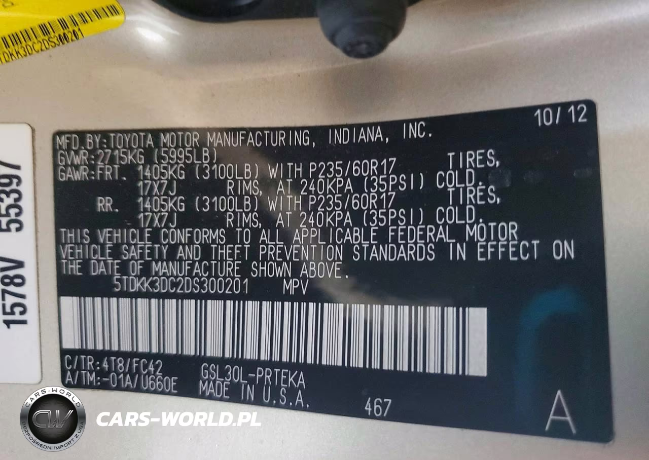 2013 Toyota Sienna Le VIN:5TDKK3DC2DS300201 - 13