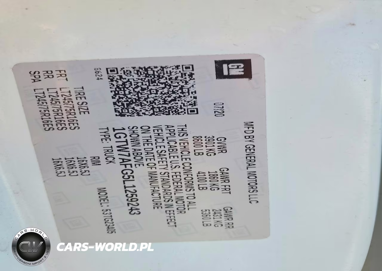 2020 GMC Savana G2500 VIN:1GTW7AFG5L1259243 - 13