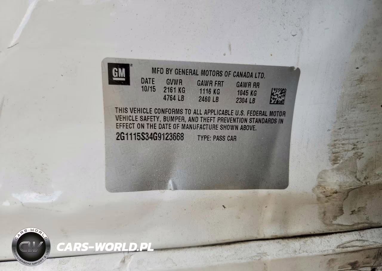 2016 Chevrolet Impala Lt VIN:2G1115S34G9123668 - 12