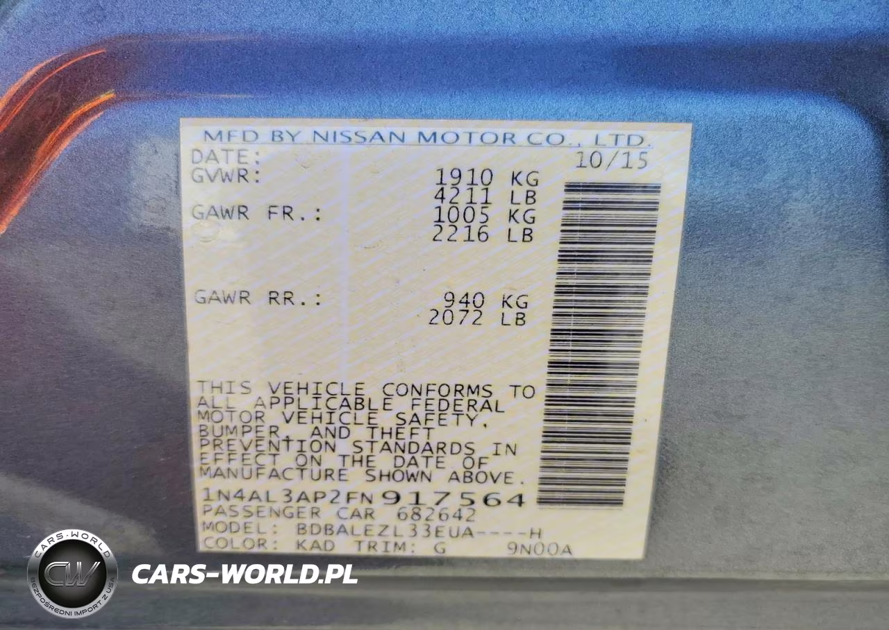 2015 Nissan Altima 2.5 S VIN:1N4AL3AP2FN917564 - 13