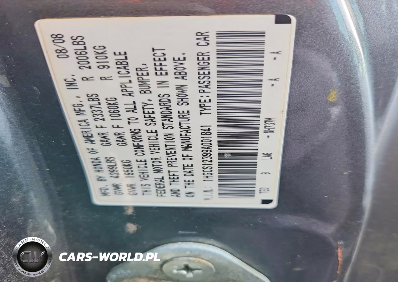 2009 Honda Accord Lx VIN:1HGCS12399A001841 - 12
