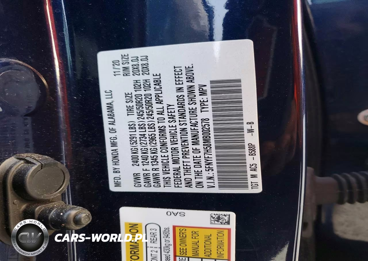 2021 Honda Passport Exl VIN:5FNYF7H58MB002578 - 13