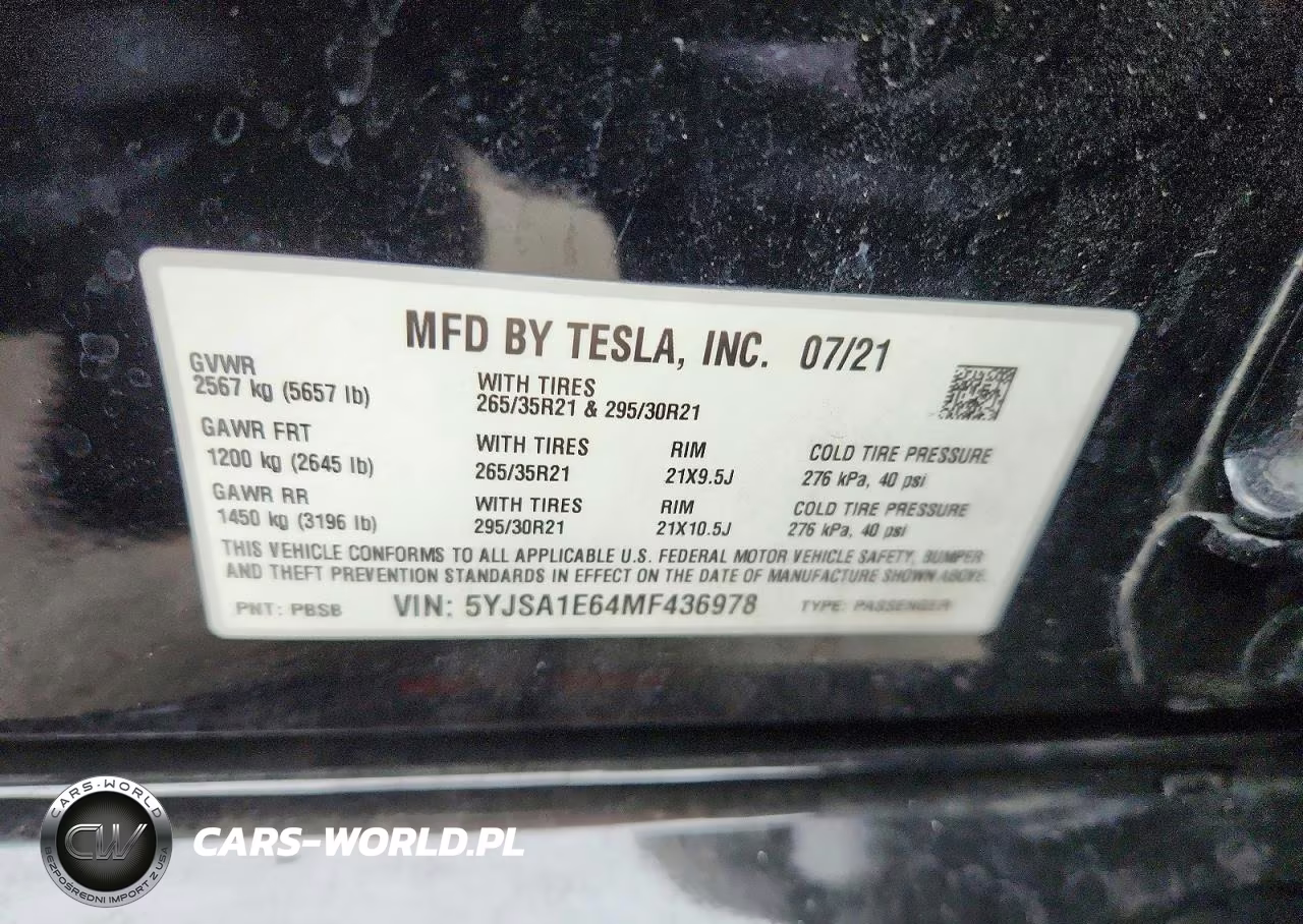 2021 Tesla Model S VIN:5YJSA1E64MF436978 - 13