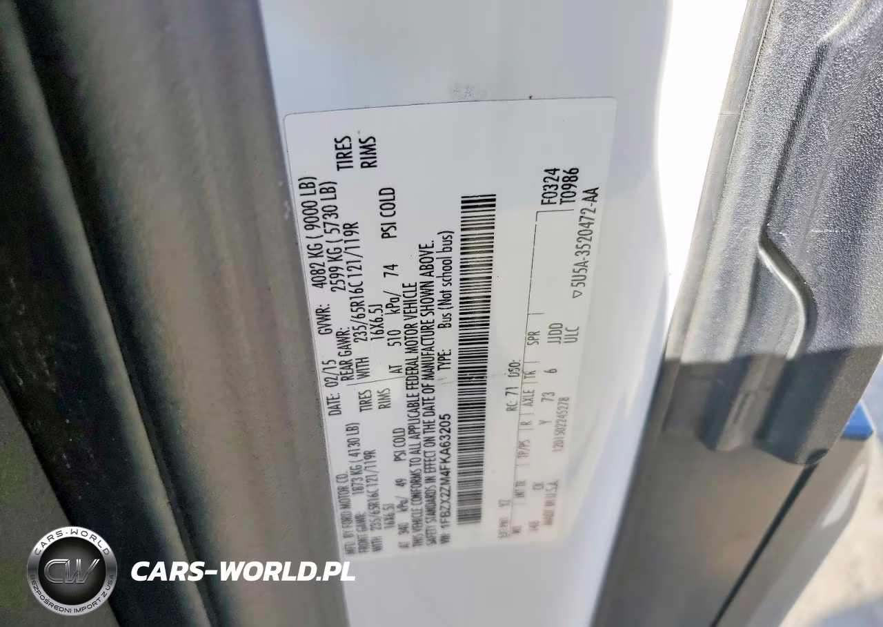 2015 Ford Transit T-350 VIN:1FBZX2ZM4FKA63205 - 13