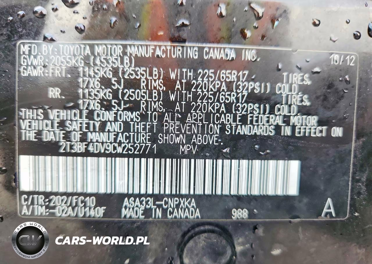 2012 Toyota Rav4 Base VIN:2T3BF4DV9CW252771 - 14