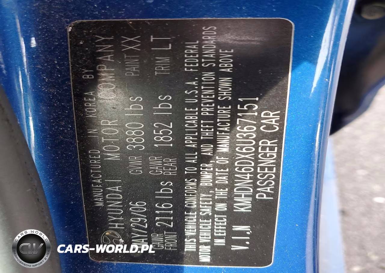 2006 Hyundai Elantra Gls VIN:KMHDN46DX6U367151 - 13