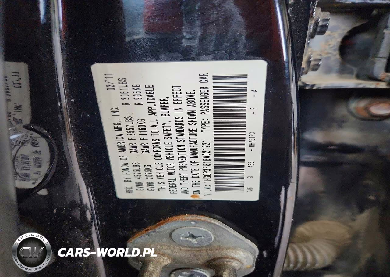 2011 Honda Accord Exl VIN:1HGCP3F81BA021221 - 12