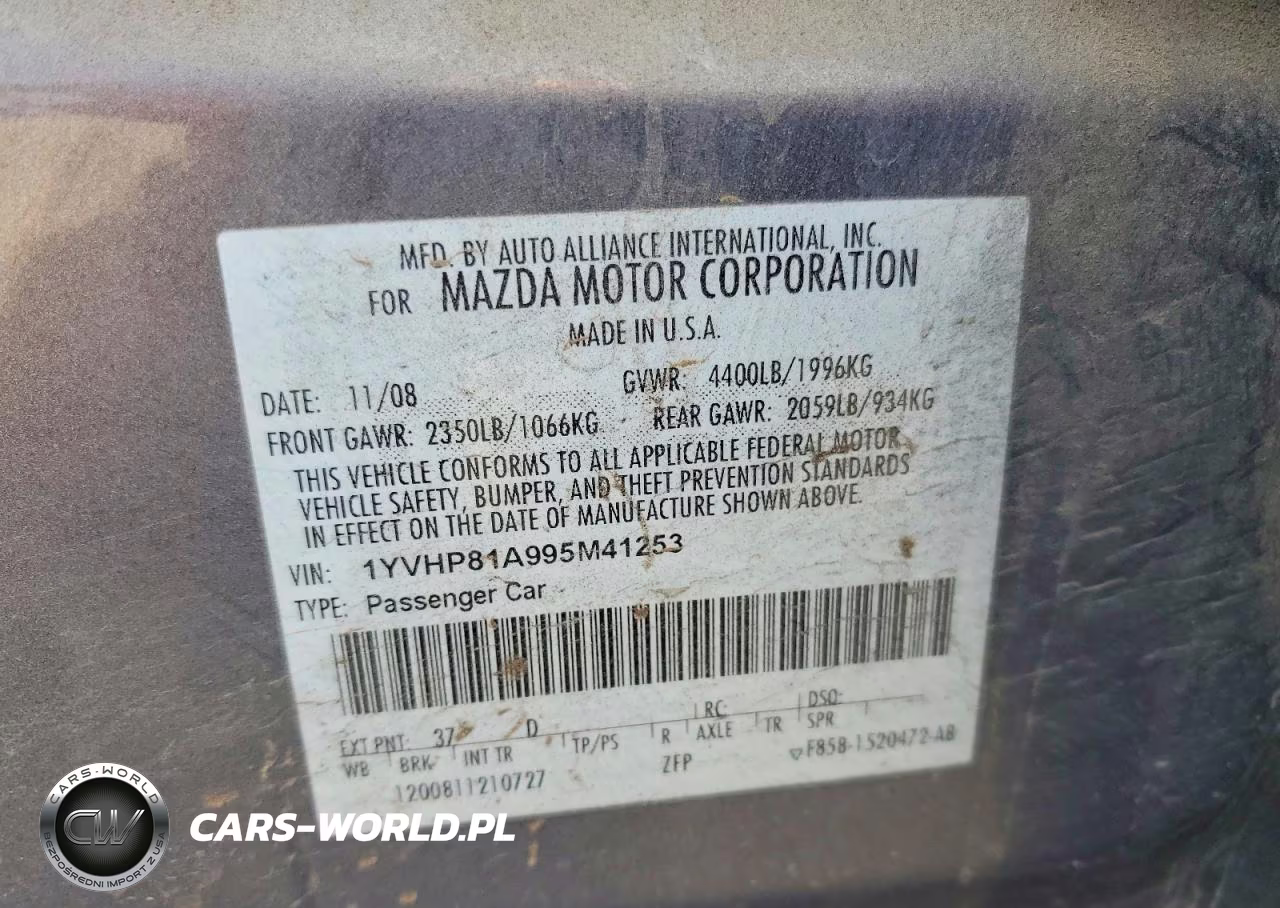 2009 Mazda 6 I VIN:1YVHP81A995M41253 - 12
