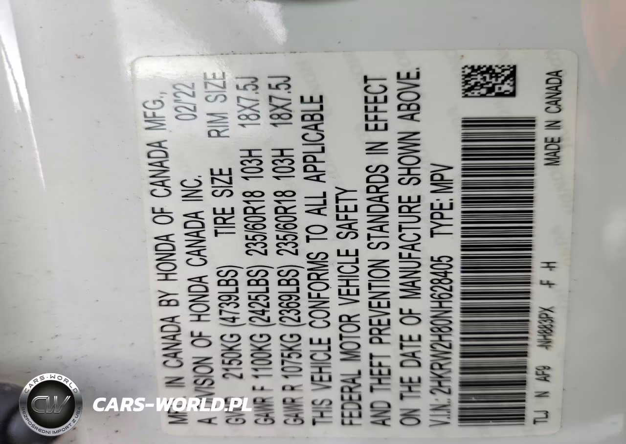 2022 Honda Cr-V Exl VIN:2HKRW2H80NH628405 - 13