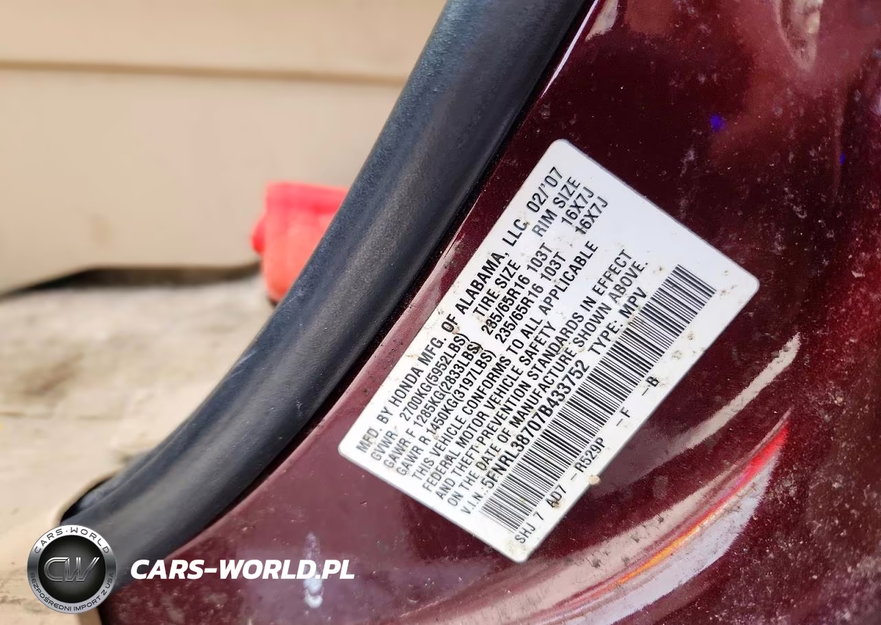 2007 Honda Odyssey Exl VIN:5FNRL38707B433752 - 13