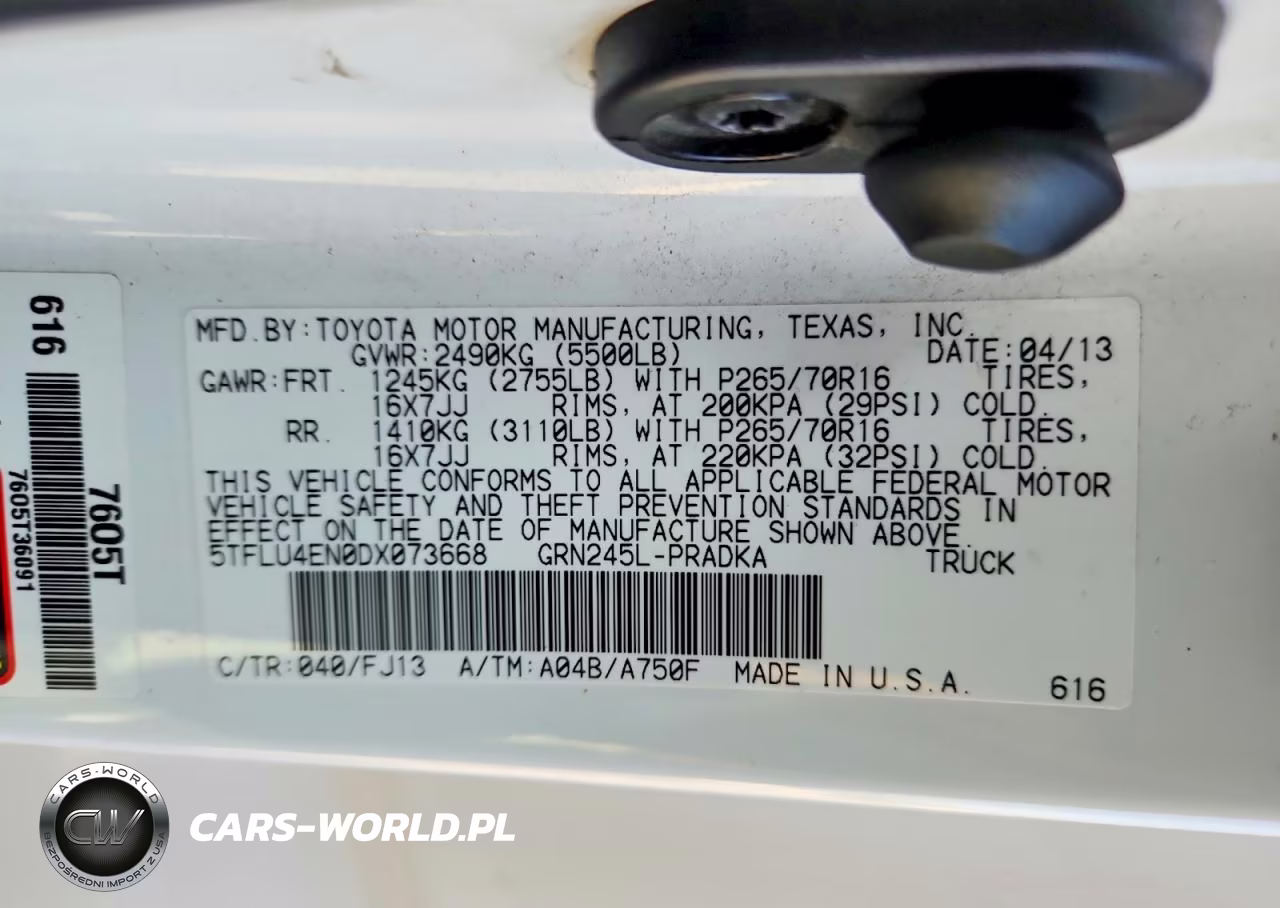 2013 Toyota Tacoma V6 VIN:5TFLU4EN0DX073668 - 12