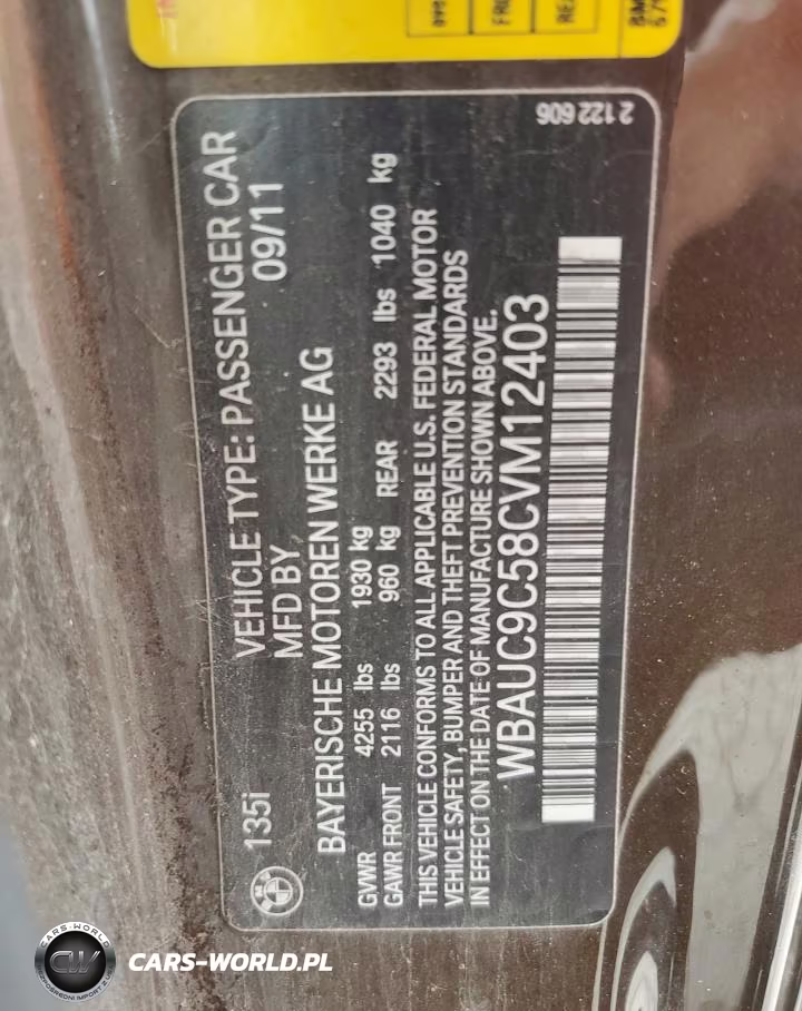 2012 BMW 135 I VIN:WBAUC9C58CVM12403 - 12