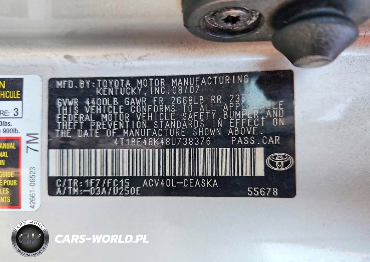 2008 Toyota Camry Se VIN:4T1BE46K48U738376 - 13