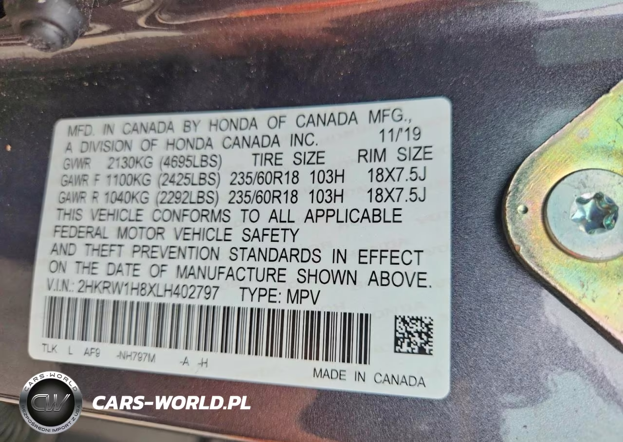 2020 Honda Cr-V Exl VIN:2HKRW1H8XLH402797 - 13