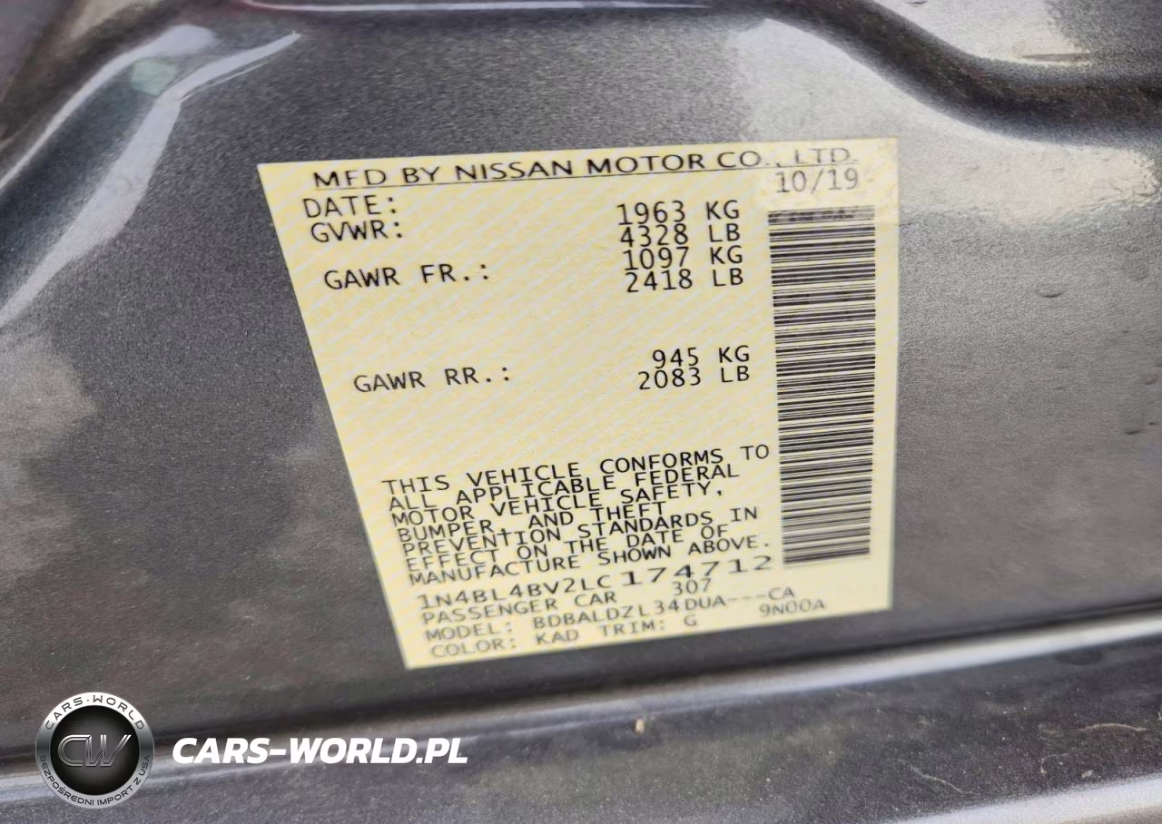 2020 Nissan Altima S VIN:1N4BL4BV2LC174712 - 12