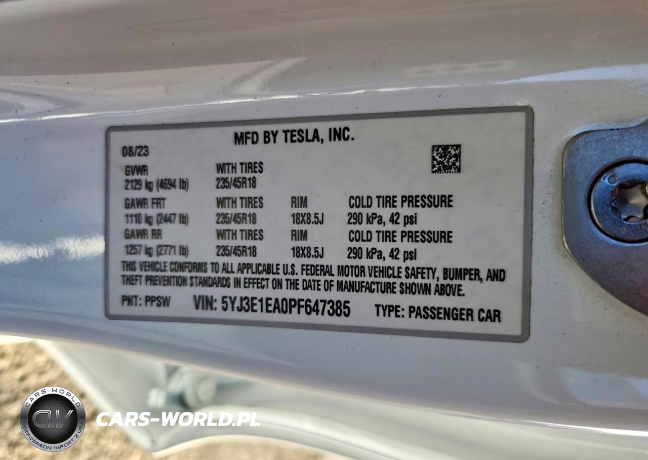 2023 Tesla Model 3 VIN:5YJ3E1EA0PF647385 - 12