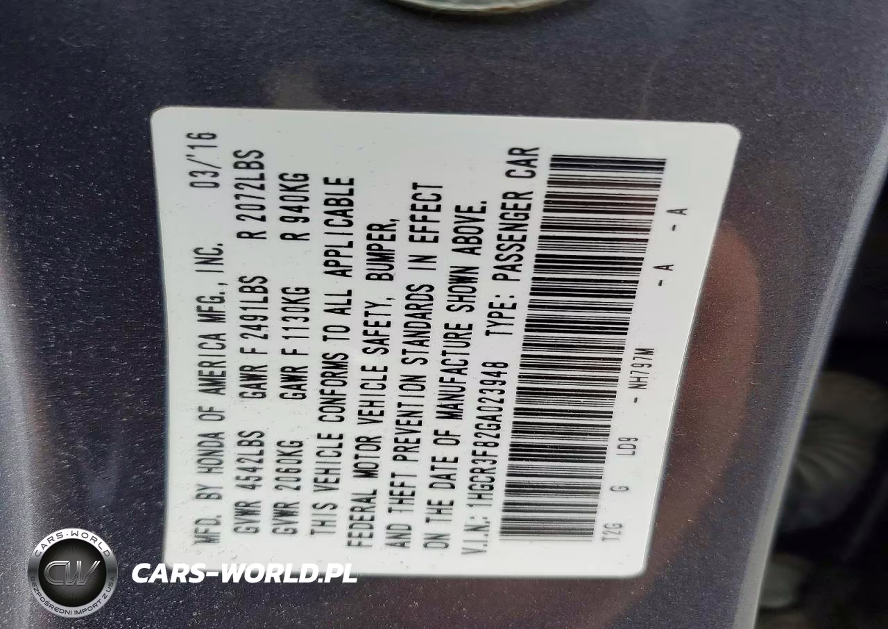 2016 Honda Accord Exl VIN:1HGCR3F82GA023948 - 13