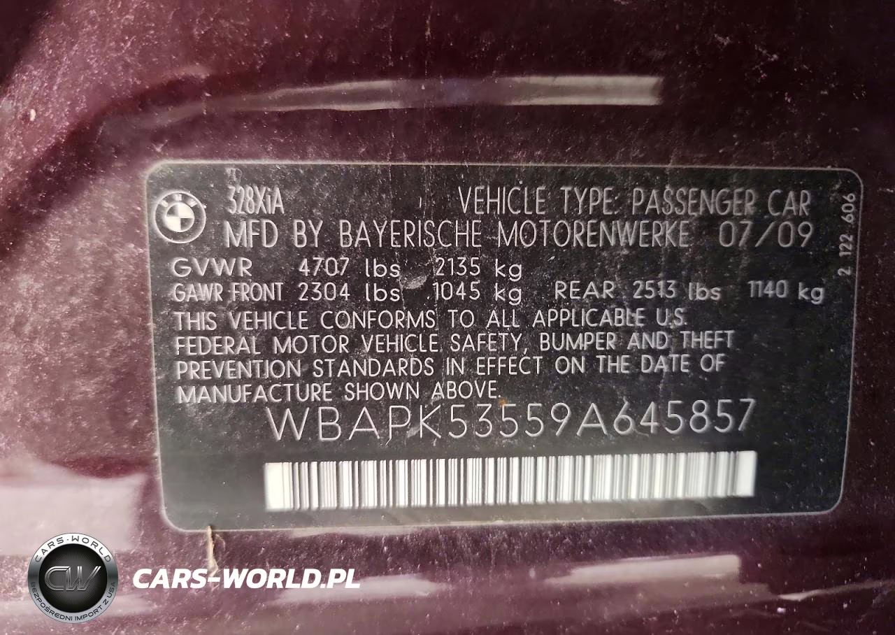 2009 BMW 328 Xi Sulev VIN:WBAPK53559A645857 - 12