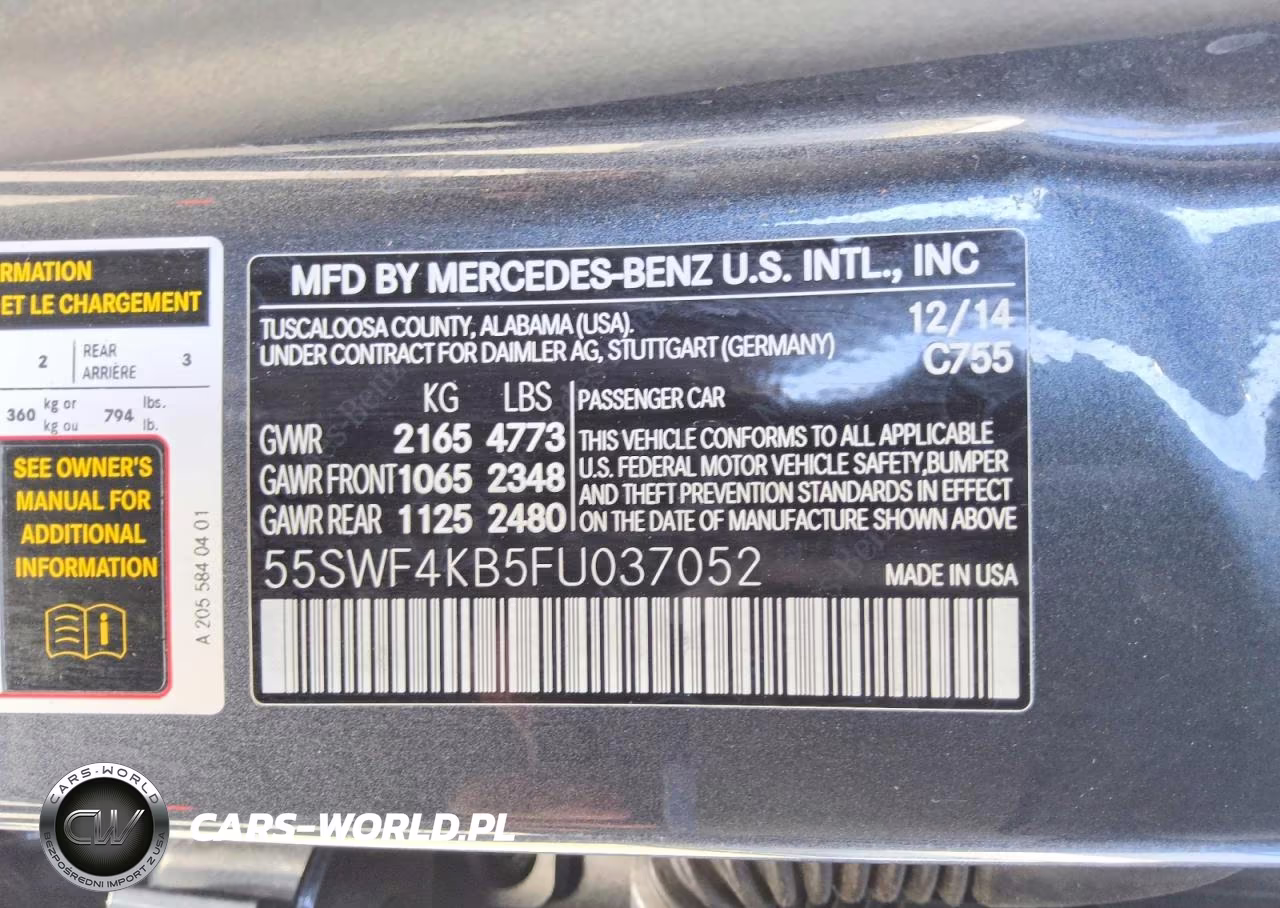 2015 Mercedes-Benz C 300 4Matic VIN:55SWF4KB5FU037052 - 12