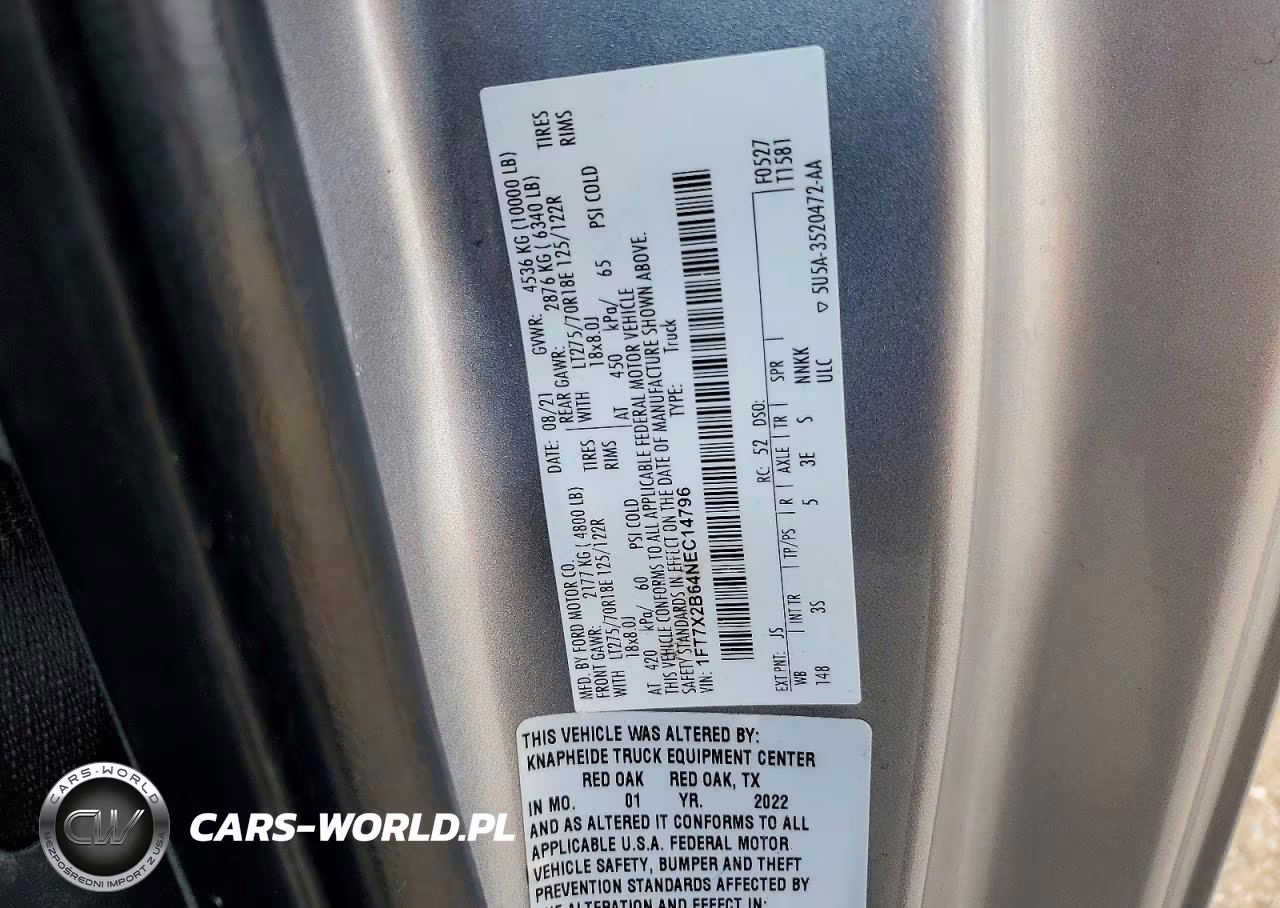 2022 Ford F250 Super Duty VIN:1FT7X2B64NEC14796 - 13