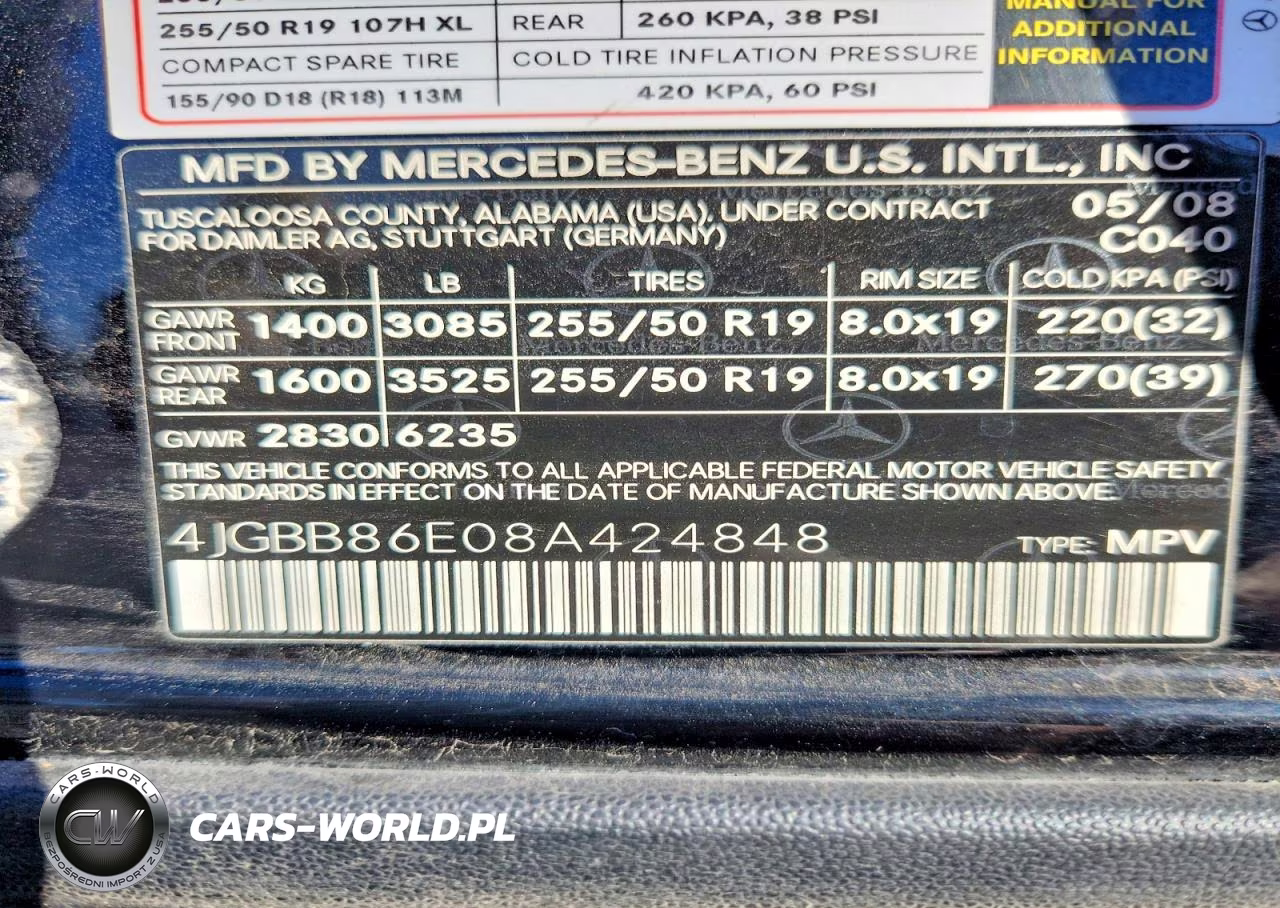 2008 Mercedes-Benz Ml 350 VIN:4JGBB86E08A424848 - 13