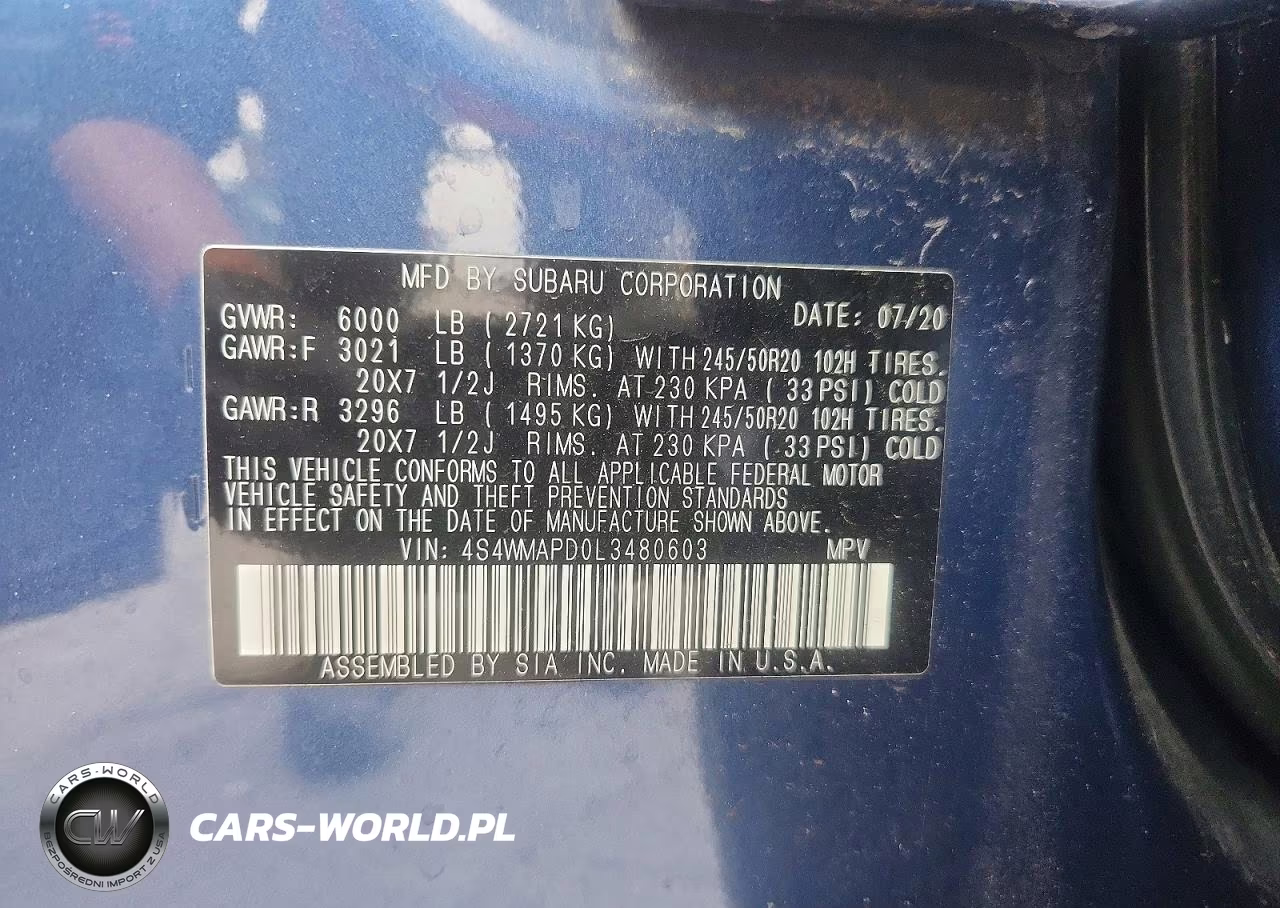 2020 Subaru Ascent Limited VIN:4S4WMAPD0L3480603 - 14