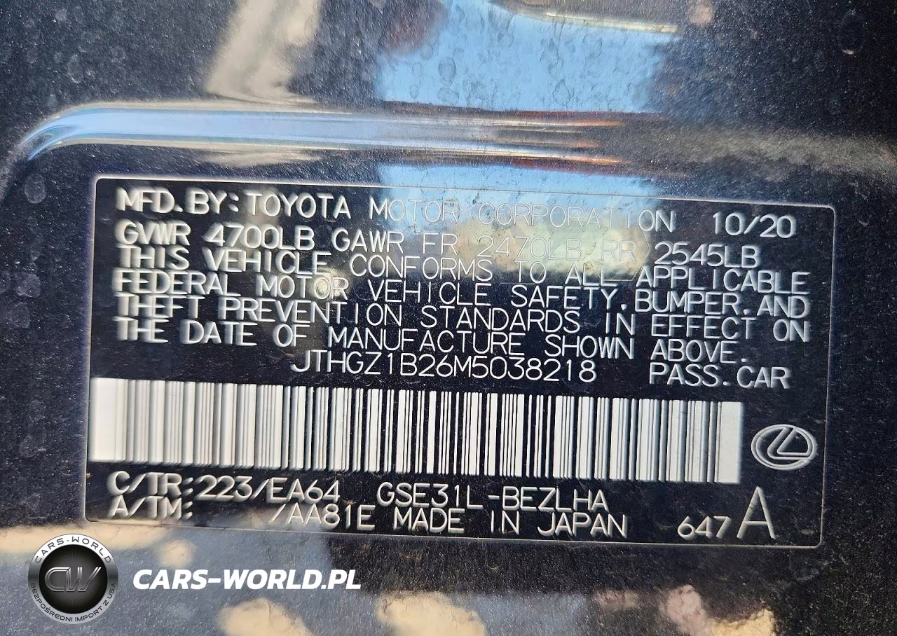 2021 Lexus Is 350 F Sport VIN:JTHGZ1B26M5038218 - 13