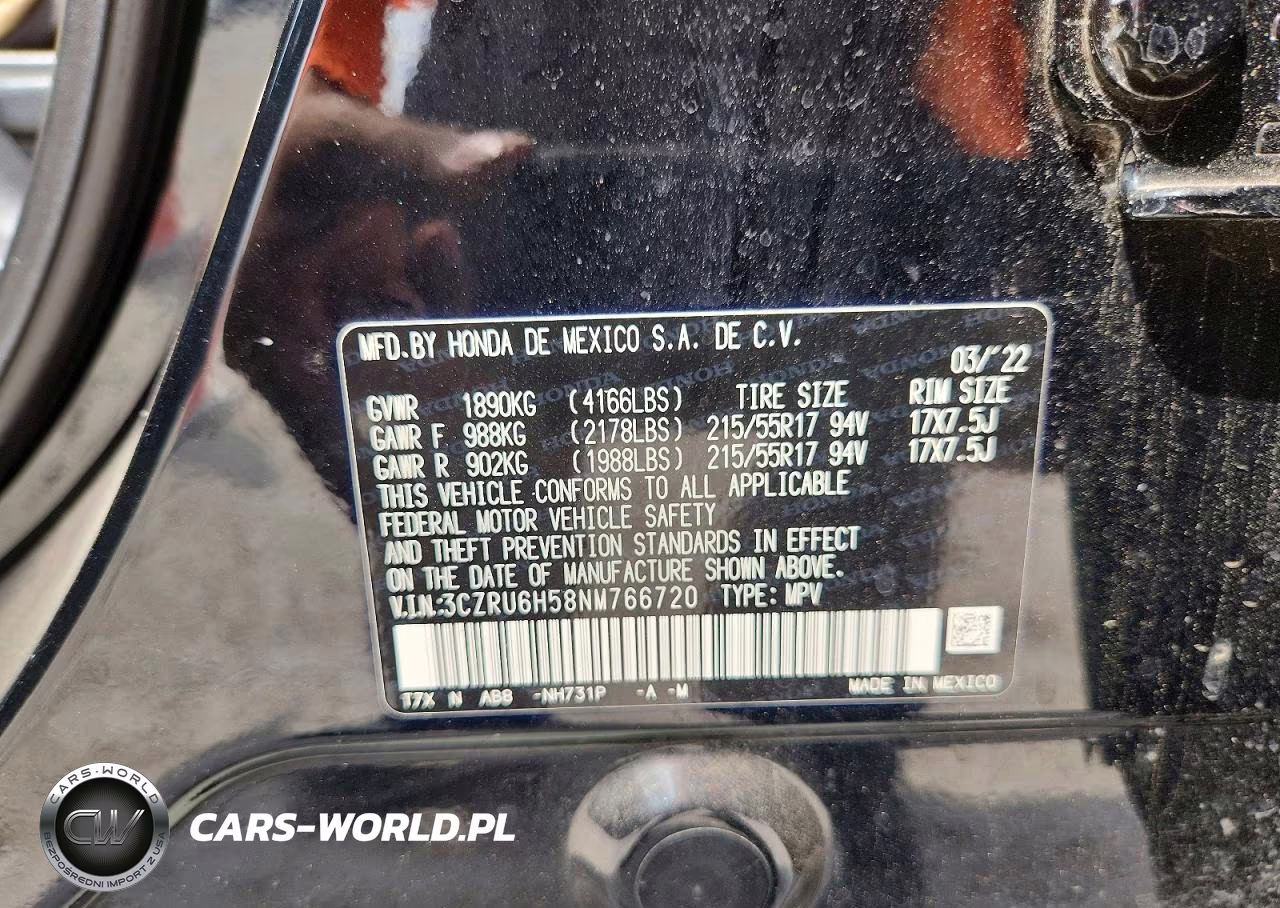 2022 Honda Hr-V Ex VIN:3CZRU6H58NM766720 - 12