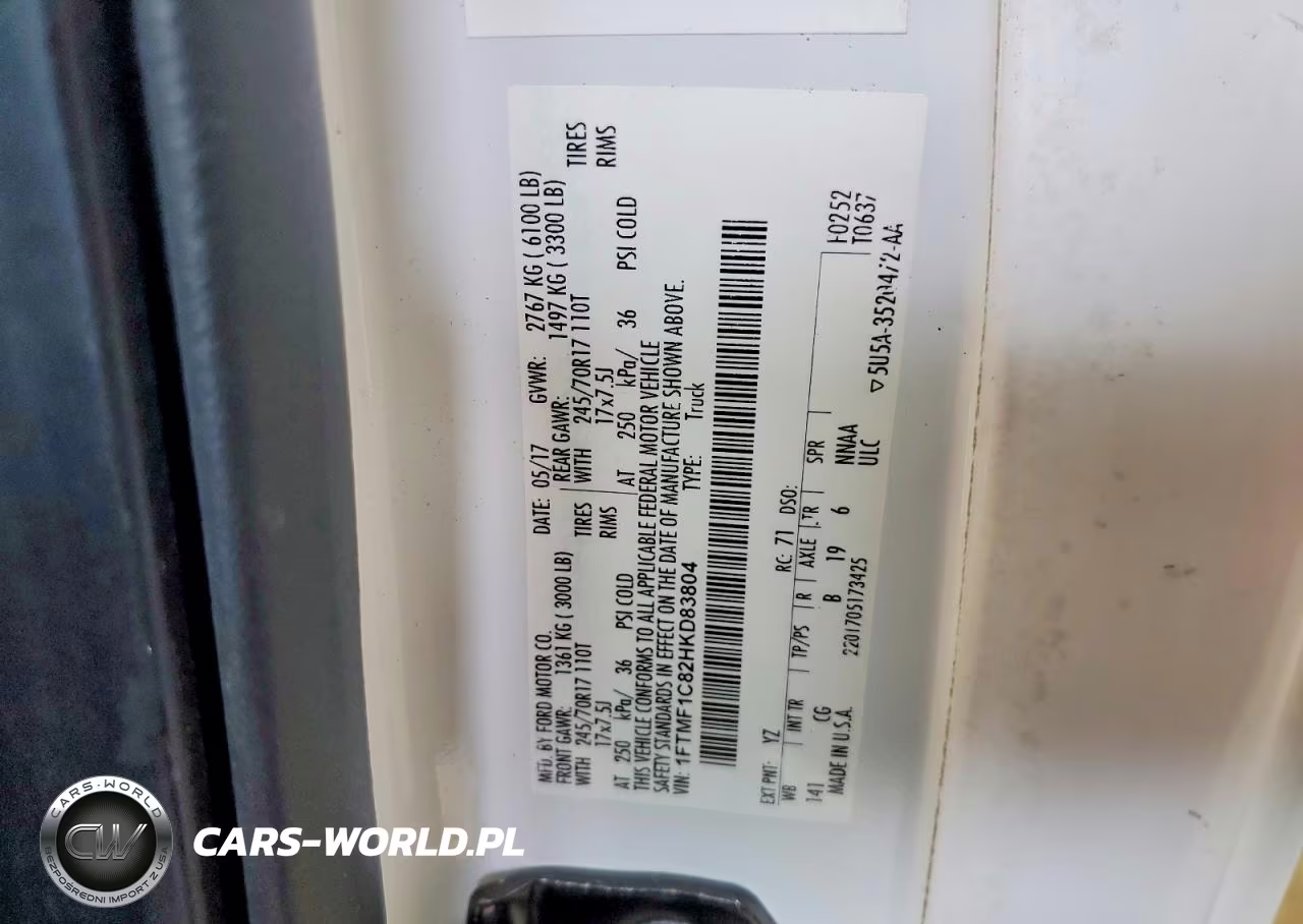 2017 Ford F150 VIN:1FTMF1C82HKD83804 - 12