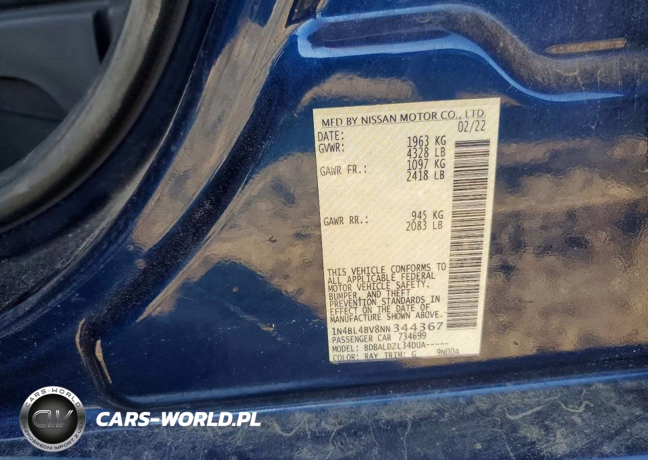 2022 Nissan Altima S VIN:1N4BL4BV8NN344367 - 13