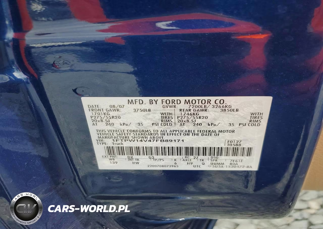 2007 Ford F150 Supercrew VIN:1FTPW14V47FB89171 - 12