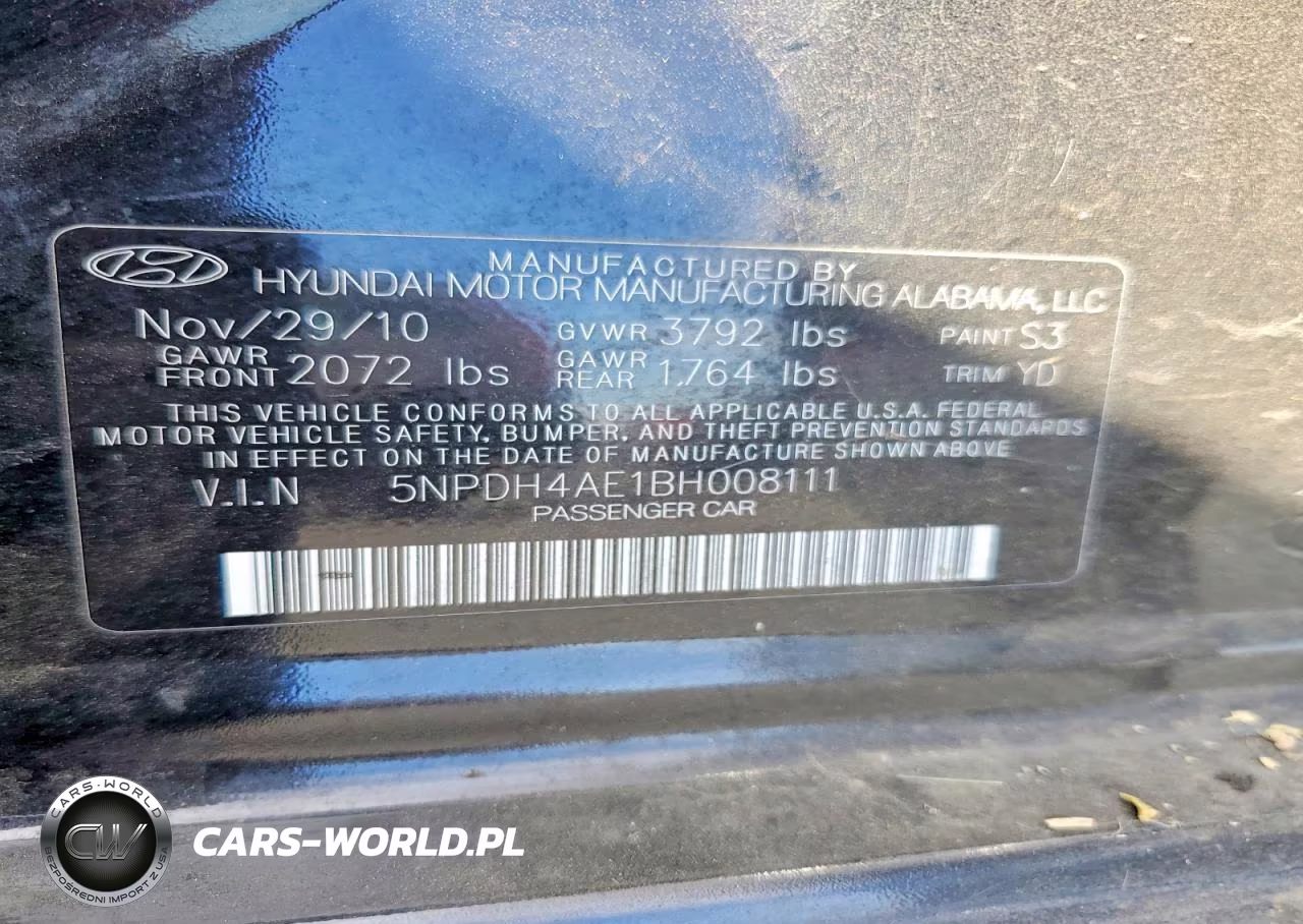 2011 Hyundai Elantra Limited VIN:5NPDH4AE1BH008111 - 12